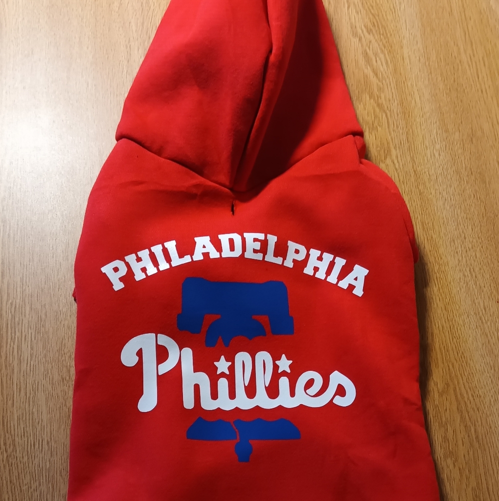 Small Dog Or Large Cat Philadelphia Phillies Red Hoodie Baseball Size XL